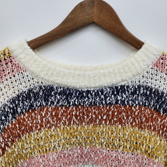 Womens XL Striped Knit Sweater Multicolor Pullover Long Sleeve Oversized Cozy - Picture 12 of 16